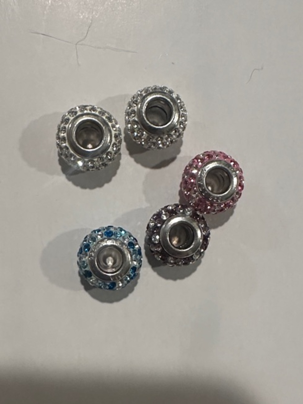 Sparkling Rondelle Bead Charms in Pink, Blue, Purple & Clear